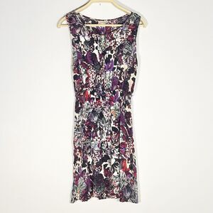 Lucky Brand Womens Small Floral Sleeveless Knee Length Dress Boho Elastic Waist